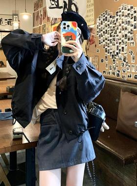 年春装秋新款减龄百搭舒适又接亲B122AFN1提升品肤质黑色拼领短外