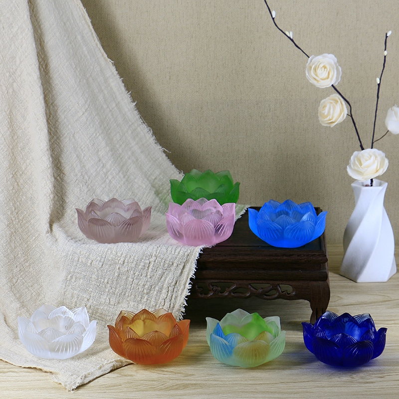 古法琉璃烛台供佛荷花灯