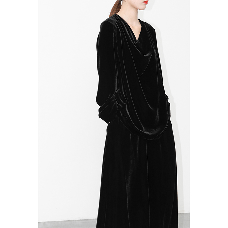 JUZININE原创真丝绒荡领衬衫