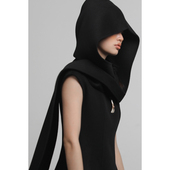 素 JUZININE 藏元 羊毛羊绒双面呢连帽围巾