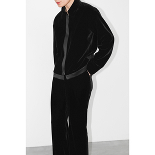 天鹅绒夹克 短款 JUZININE原创设计高密真丝绒外套桑蚕丝长袖 衬衫