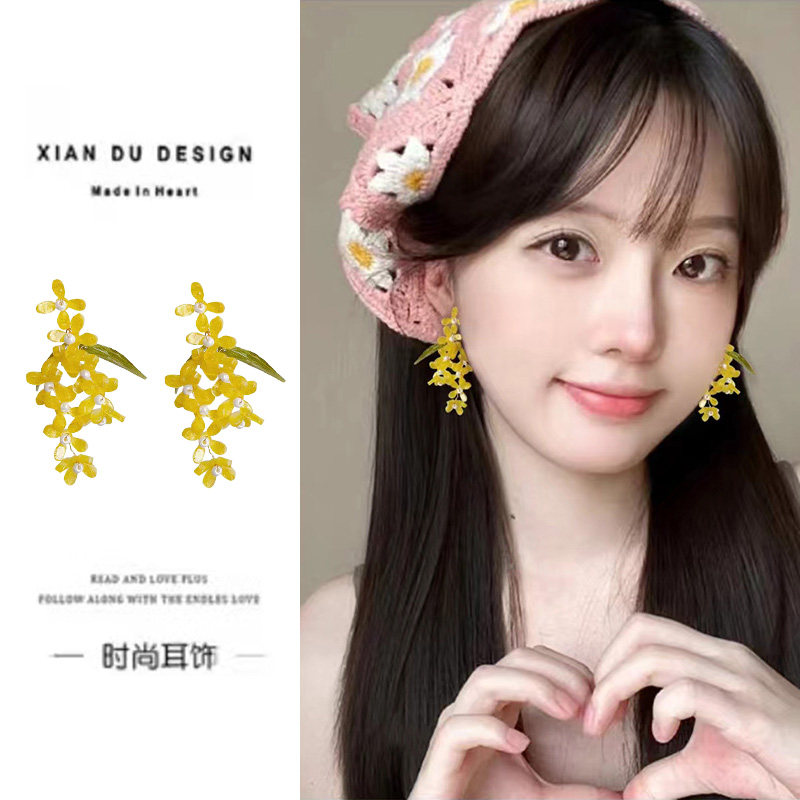 古风桂花串珠耳环文艺清新森系显白小众设计感耳饰春夏无耳洞耳夹,饰品/流行首饰/时尚饰品新,耳环,淘宝优惠券,粉丝福利购,淘宝优惠卷