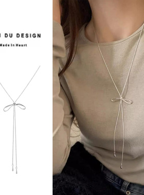 百搭甜美简约极简蝴蝶结卫衣项链
