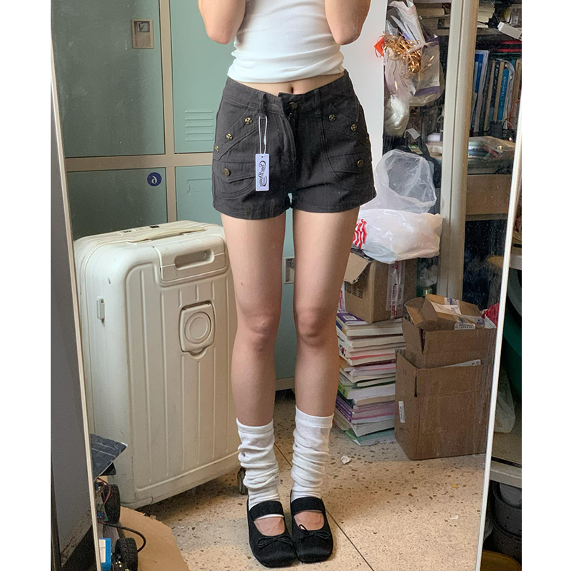 美式工装牛仔短裤女外穿夏薄款2026低腰显瘦宽松a字不漏屁股短裤