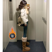 复古蓝加绒紧身牛仔裤 配靴子小脚铅笔裤 女2025新款 冬高腰弹力修身