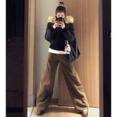 高腰显瘦垂感拖地裤 新款 子 女2026春季 美拉德棕咖色阔腿弯刀牛仔裤