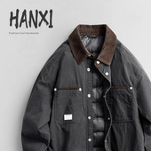 2025美式 休闲90白鸭绒撞色翻领羽绒外套男轻薄做旧工装 保暖羽绒服