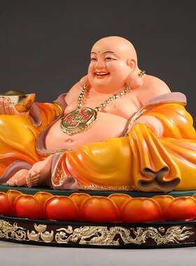 家用大肚弥勒佛像 红衣弥勒神像居家宽体笑佛 供奉招财弥勒佛摆件