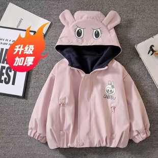 女童外套双面穿秋冬新款儿童洋气时髦卡通加厚上衣宝宝冬季冲锋衣