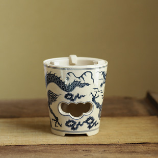 溪元 青花手绘龙纹煮茶炉炭炉酒精炉功夫茶具玉书煨炉子粗陶景德镇