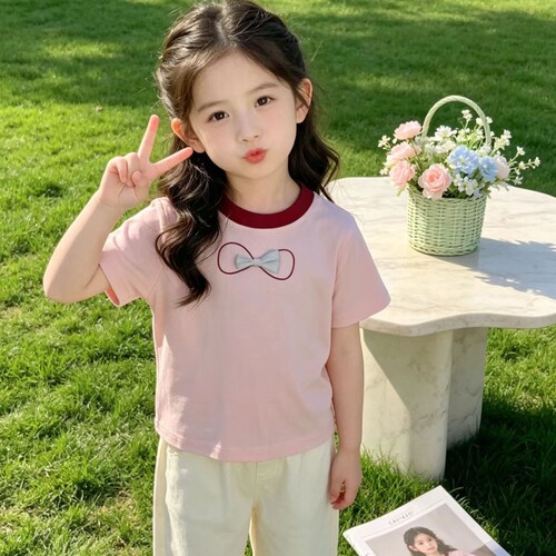 2026T恤新款上童装夏季多巴胺可爱2026年洋气衣服女孩透气短袖女