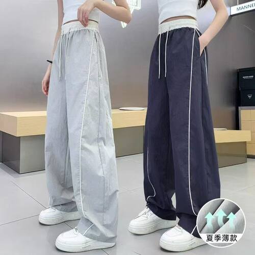 女童夏季薄款裤子6-12岁儿童速干防蚊裤宽松中大童女孩冰丝裤新款