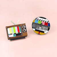 Nostalgic and retro old-fashioned TV brooch, classic no-signal rainbow bar screen, cartoon personality bag pin thumbnail 3