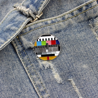 Nostalgic and retro old-fashioned TV brooch, classic no-signal rainbow bar screen, cartoon personality bag pin thumbnail 5