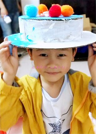 儿童亲子手工DIY礼物绿叶瓦楞纸太阳帽纸帽子加硬瓦楞纸舞台道具