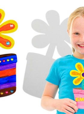 DIY卡纸填色母亲节绘画素材盆花