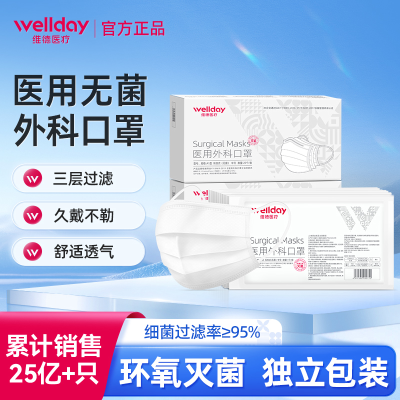 维德灭菌级医用外科口罩单独包装