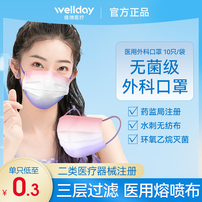 Vader Medical care disposable medical Surgery Mask adult sterile Health Care Dedicated three layers regular Gradient colorin the  OTC Drug/Medical Devices/Planning supplies , Medical Devices , Masks (Instrument)  category - from Buy2taobao.com to provide professional Taobao agent buy service