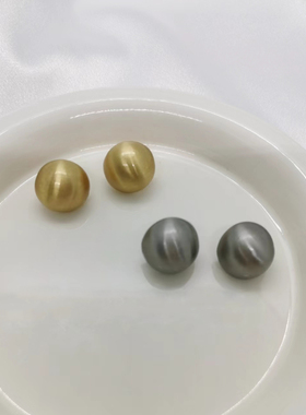 法式半圆球拉丝耳钉极简金属质感冷淡风高级感简约925银耳环