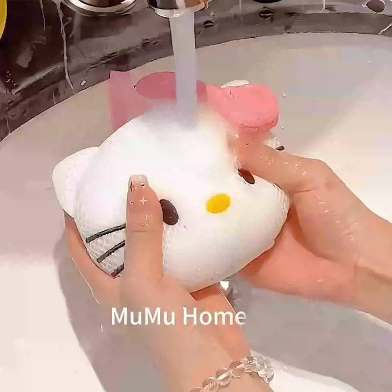 可爱卡通猫咪洗澡起泡沐浴球超柔软儿童专用泡澡球浴花搓澡巾