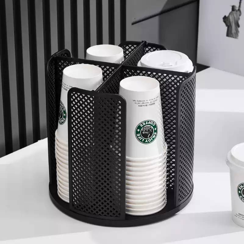 杯架饮水机一次性杯子置物架取杯器桌面水杯纸杯旋转放置托盘