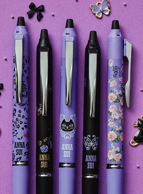 日本pilot百乐安娜苏限定可擦笔中性笔frixion zone黑色0.5摩磨擦按动水笔玫瑰花朵猫咪ANNA SUI限定款魔力擦