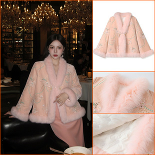 冬季新款时尚外套女装气质新中式国风重工刺绣毛毛羽绒服2026