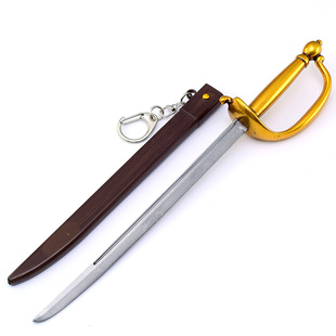 1/6加勒比海盗杰克船长剑 美式弯刀模型金属小摆件 古风刀剑玩具