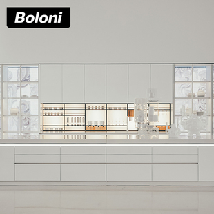 简约现代厨房开放岩板台面整体橱柜订金科莫 博洛尼全屋定制新品