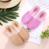 透气浴室洗澡洞洞鞋 上海巨力水晶包头拖鞋 女居家室内外休闲凉拖鞋