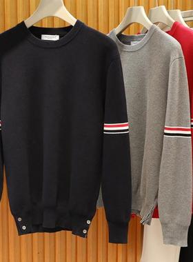 柜子5K！水洗全棉材质！男女同款时尚百搭纯棉针织衫休闲圆领毛衣