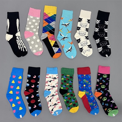 Eye Controller女款花色中高筒袜纯棉薄袜抗菌除臭女袜潮流运动袜