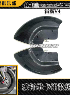 适用杜卡迪panigaleV2 V4V4S街霸V4改装碳钎维散热器刹车盘保护罩