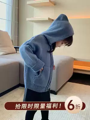 Cookie house baby shop autumn and winter new children and girls casual Western style lazy wind hooded jacket female baby autumn clothes