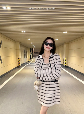 YESWOMEN【恰好心动】撞色条纹毛织套装
