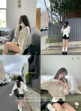 【施施】YESWOMEN極简翻领毛衣·純羊毛纱线双头拉链 上XY0049A39
