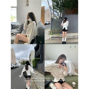 【施施】YESWOMEN極简翻领毛衣·純羊毛纱线双头拉链 上XY0049A39