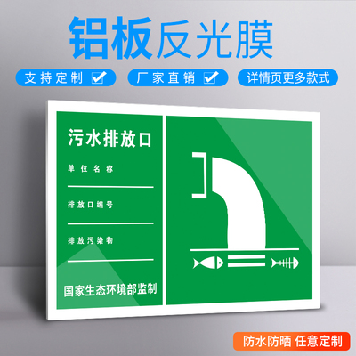 污水排放口雨水标识牌标志定做