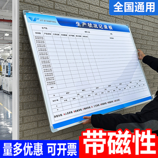 工厂车间生产管理计划看板磁吸挂牌定制生产任务表白板边框看板商挂可挂公示栏白板铝合金定制防水计划写字板