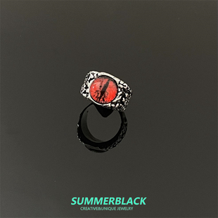 红色恶魔之眼开口戒指女食指戒小众设计轻奢高级感指环亚比配饰