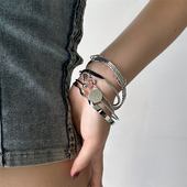欧美个性 多层叠戴缠绕手镯女小众时尚 轻奢潮流ins冷淡风手饰配饰