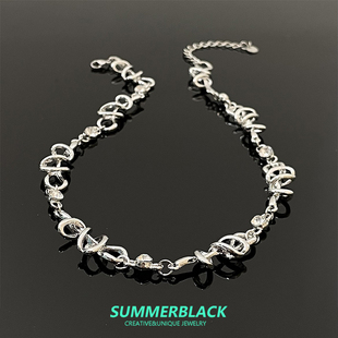 黑姑姑配饰钛钢项链2024新款亚比风时尚设计感简约ins风锁骨链潮