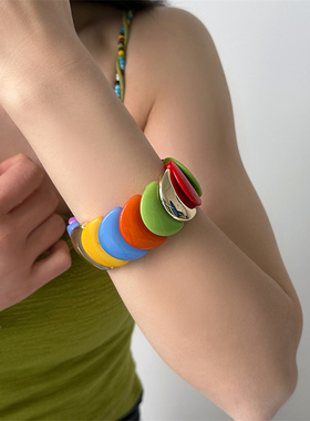 春日彩色圆形亮片手链女叠戴百搭