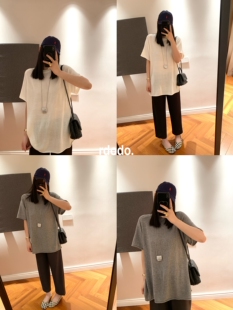 上衣 特殊肌理天丝亚麻纱针织宽松短袖 Rdodo自线 row慵懒随性经典