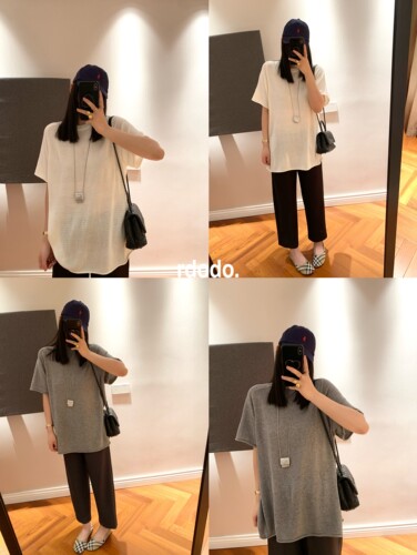 Rdodo自线 row慵懒随性经典特殊肌理天丝亚麻纱针织宽松短袖上衣