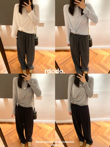 Rdodo自线 row式剪裁时髦显瘦休闲直筒松紧腰抽绳阔腿裤西装长裤