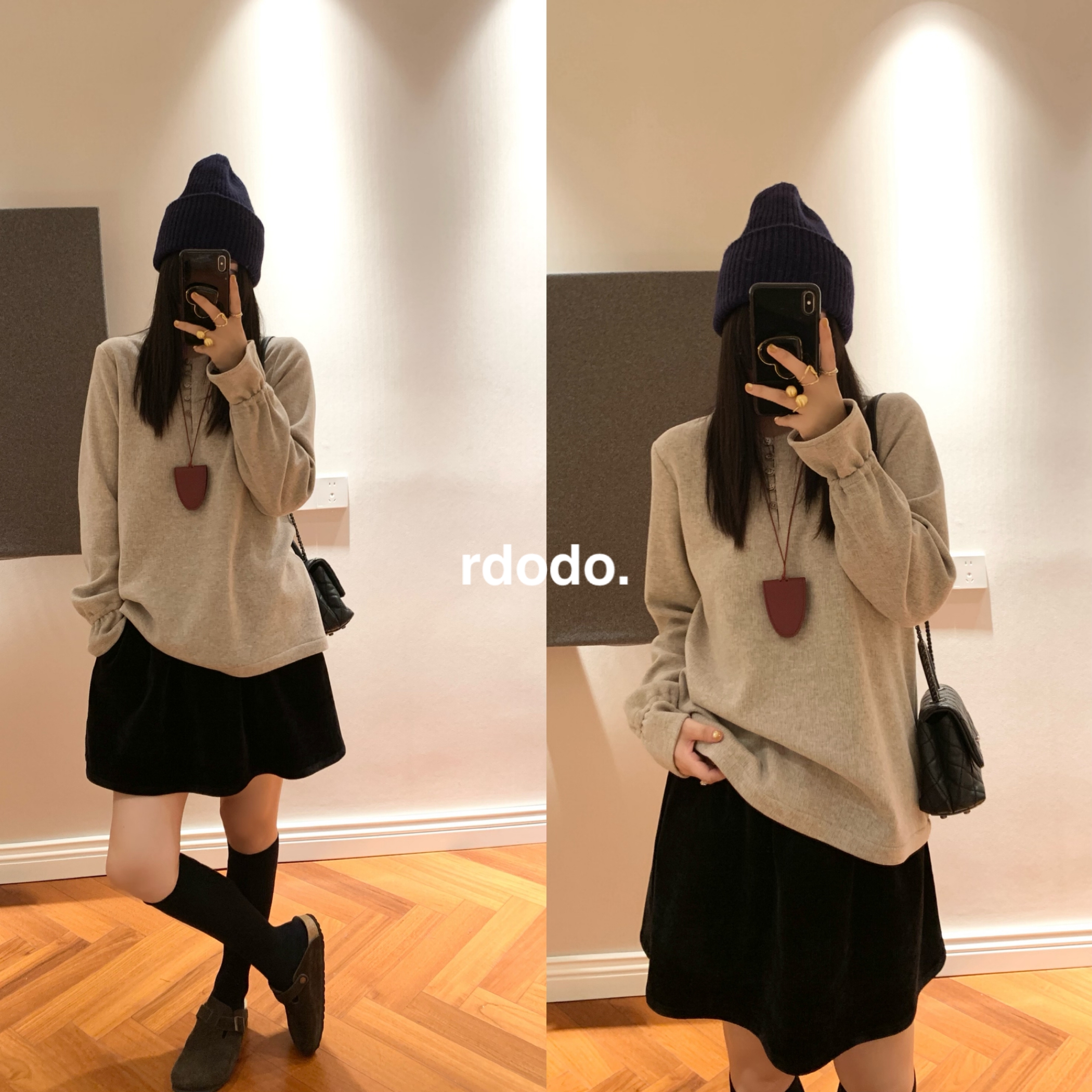 Rdodo自线 百搭小特别精致优雅日本进口不粘毛丝绒半身裙短裤裙