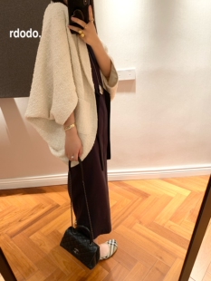 Rdodo自线 小贵气造型搭配进口羊毛编织粗花呢系带休闲外套斗篷