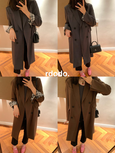 Rdodo自线经典通勤意大利进口面料极简正肩西装式中长款风衣外套