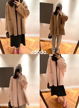 Rdodo自线 大小姐回归row风大翻领系带高克重软糯羊驼毛羊毛大衣